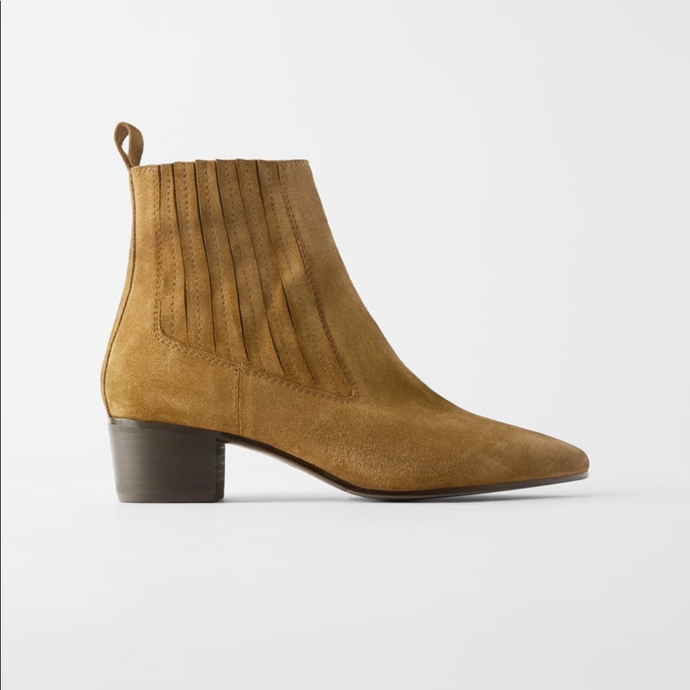 Zara Tan Suede Booties 6.5 NWT